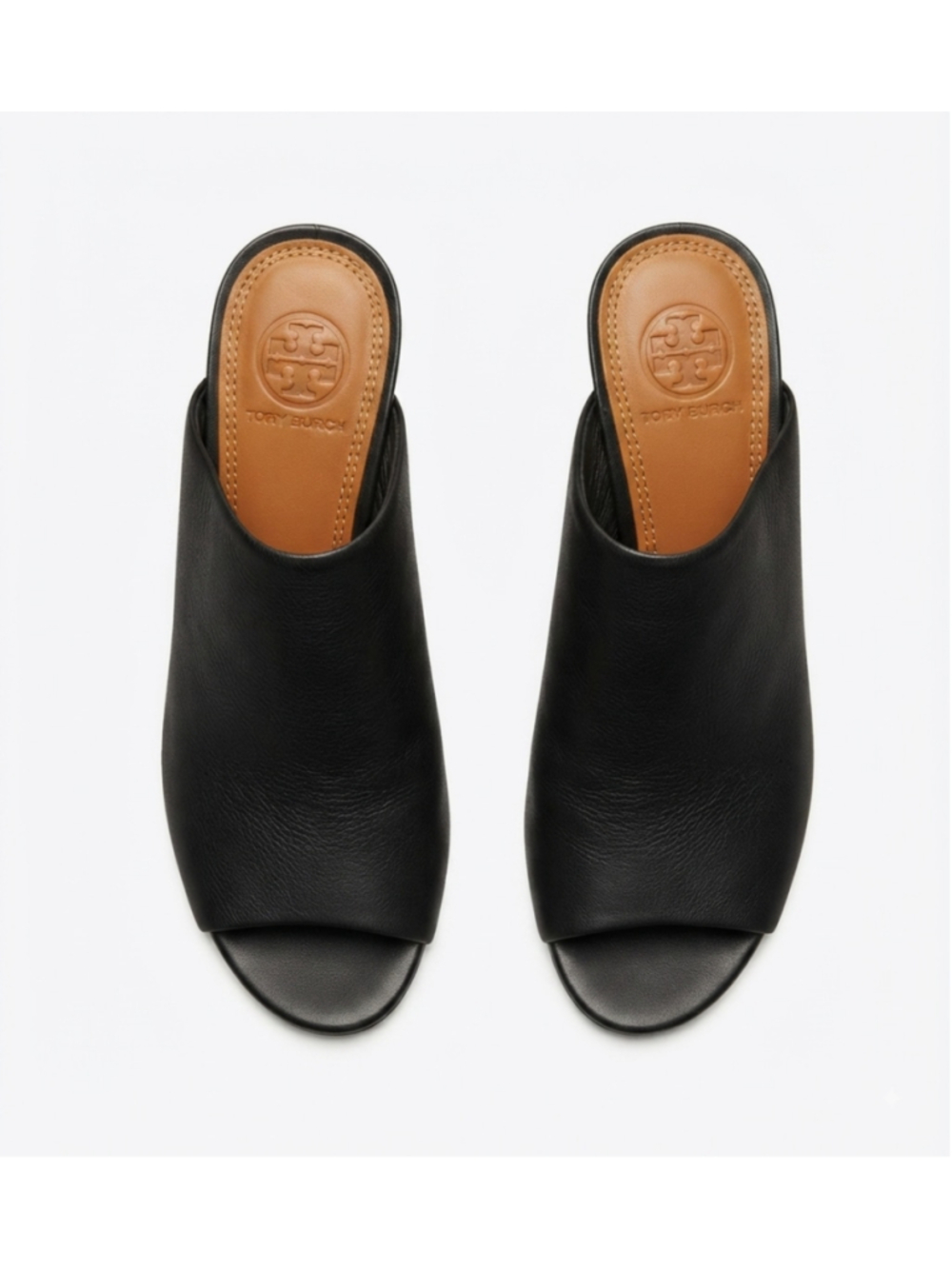 TORY BURCH Raya Pebbled Leather Mules Women's Size 7M Black - Picture 4 of 5